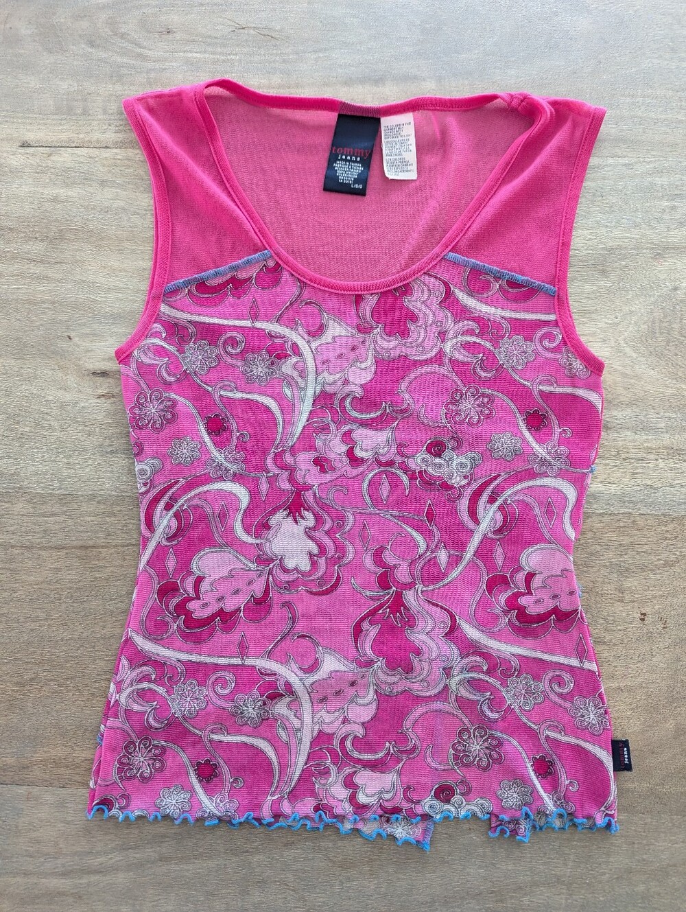 Tommy Hilfiger Hot Pink Floral Mesh Tank
